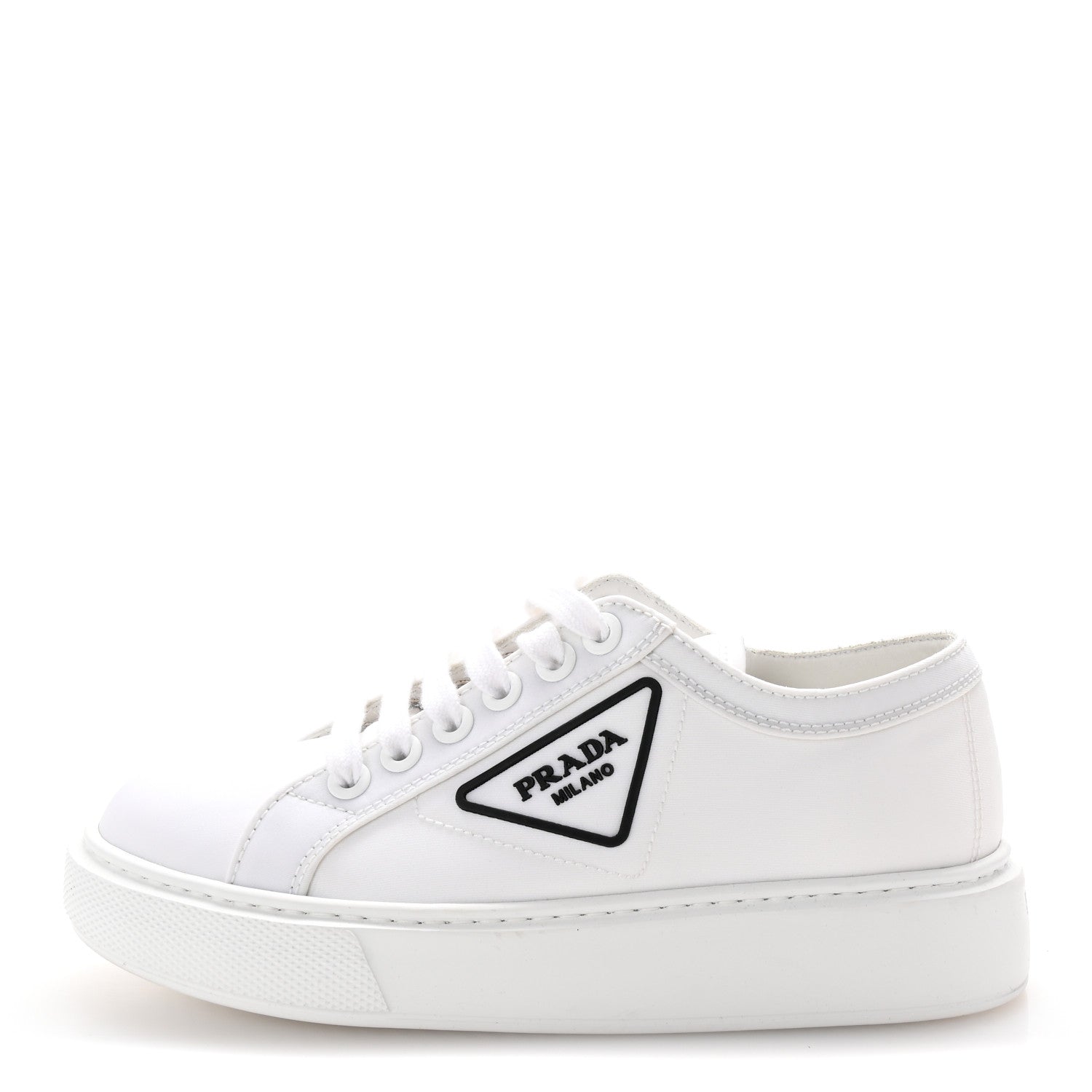 Prada Nylon Gabardine Triangle Logo Platform Sneakers 36 White 1 of 9