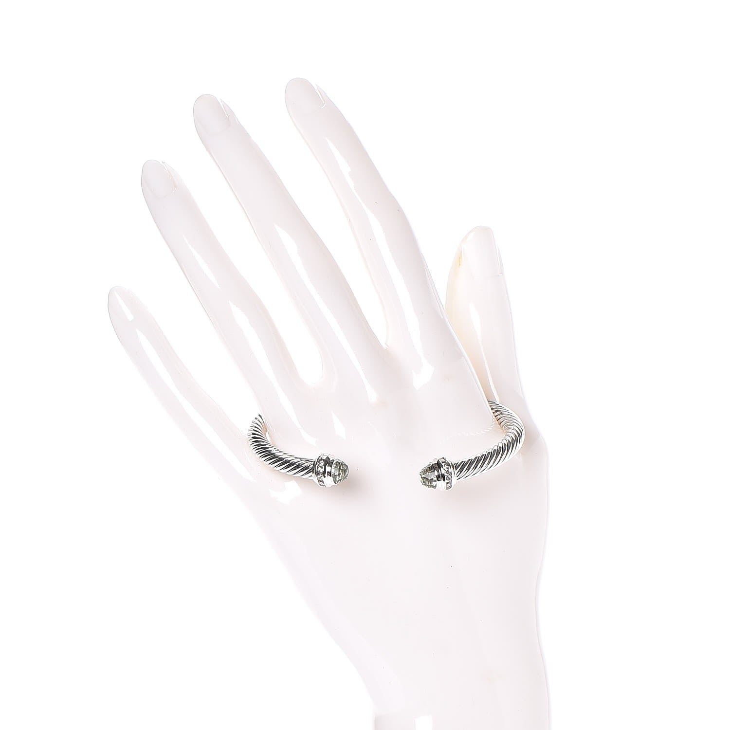 David Yurman Sterling Silver Diamond Prasiolite 5mm Cable Classics Princess Bracelet 2 of 6