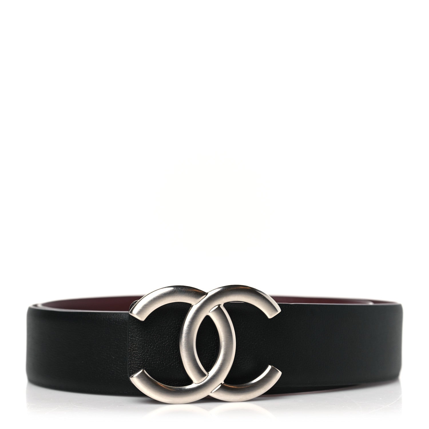 Chanel Calfskin CC Reversible Belt 80 32 Black Burgundy 1 of 8