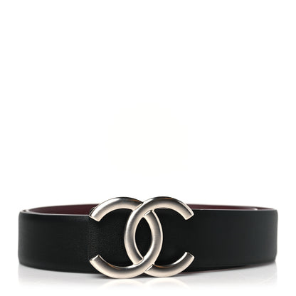 Chanel Calfskin CC Reversible Belt 80 32 Black Burgundy 1 of 8