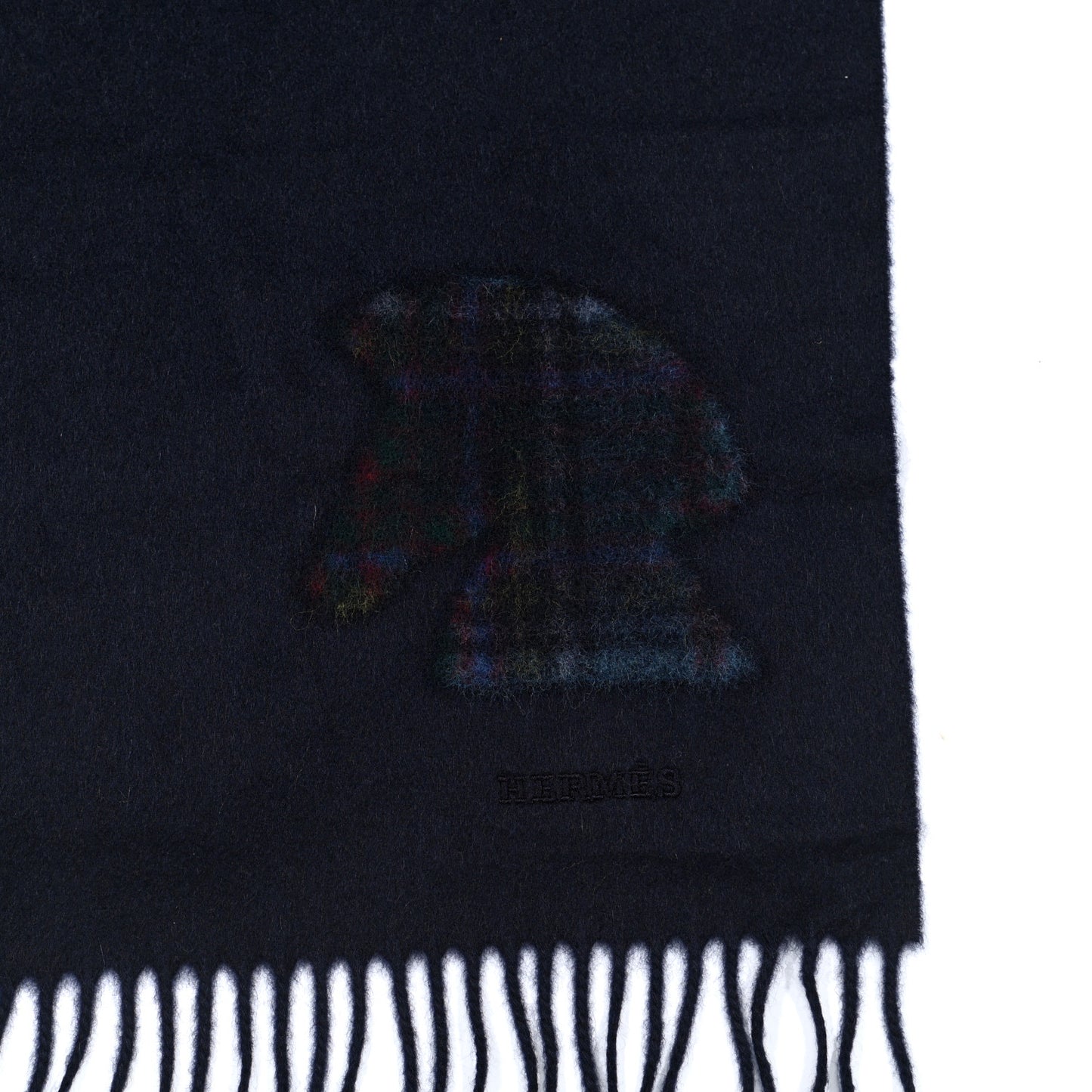 Cashmere Highlands Embroidered Patch Muffler Marine