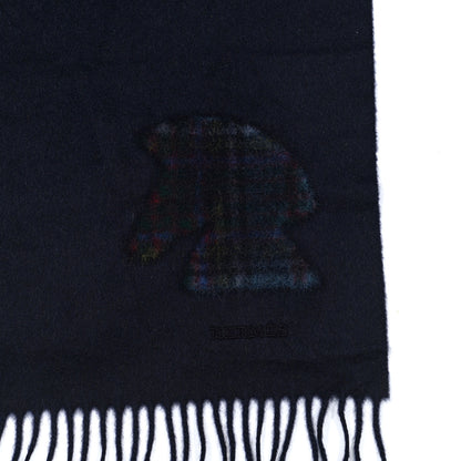 Hermes Cashmere Highlands Embroidered Patch Muffler Marine 3 of 5