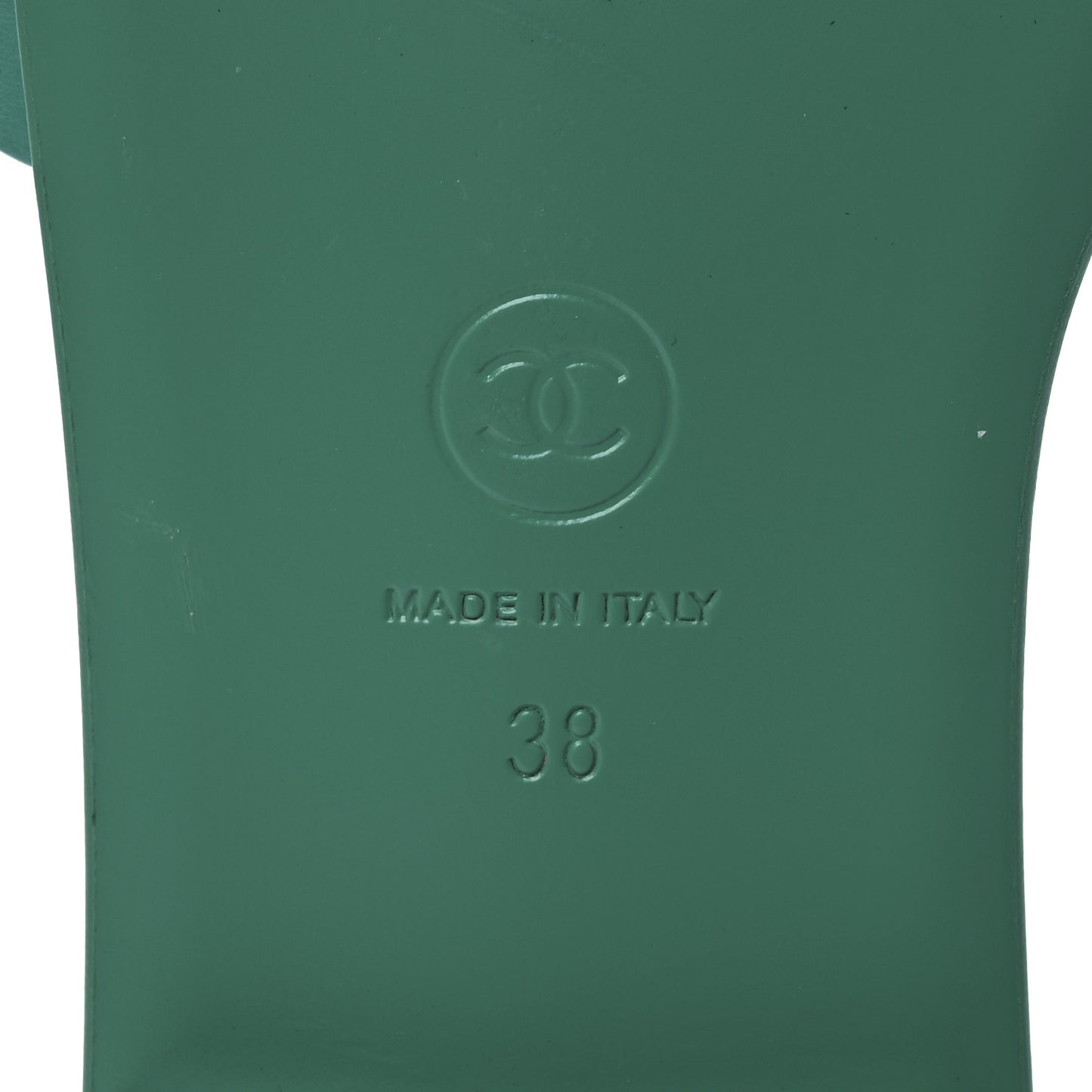 Calfskin Patent Calfskin Logo Mules 38 Green White
