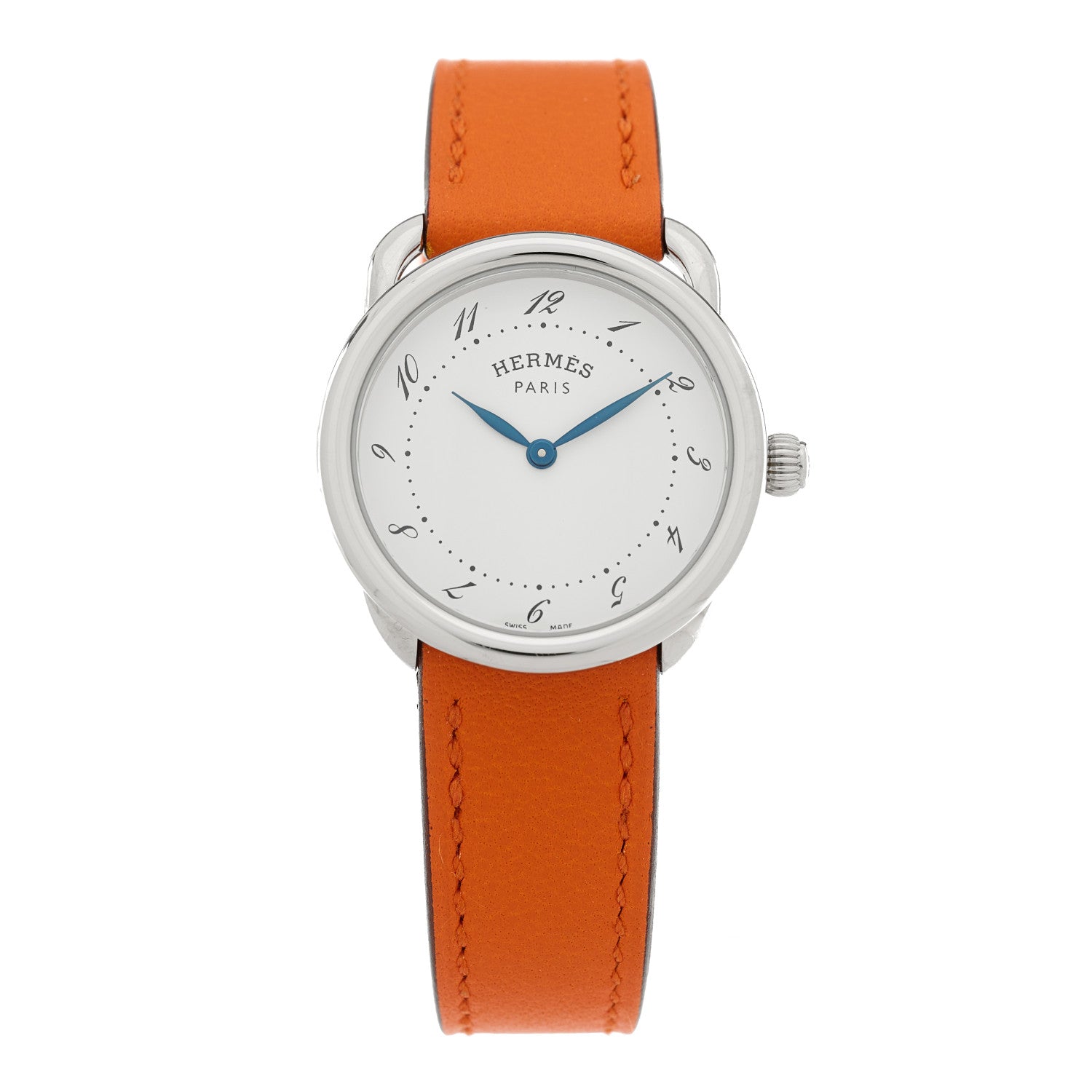 Hermes Stainless Steel Swift 28mm Arceau Quartz Watch Orange 1 of 5