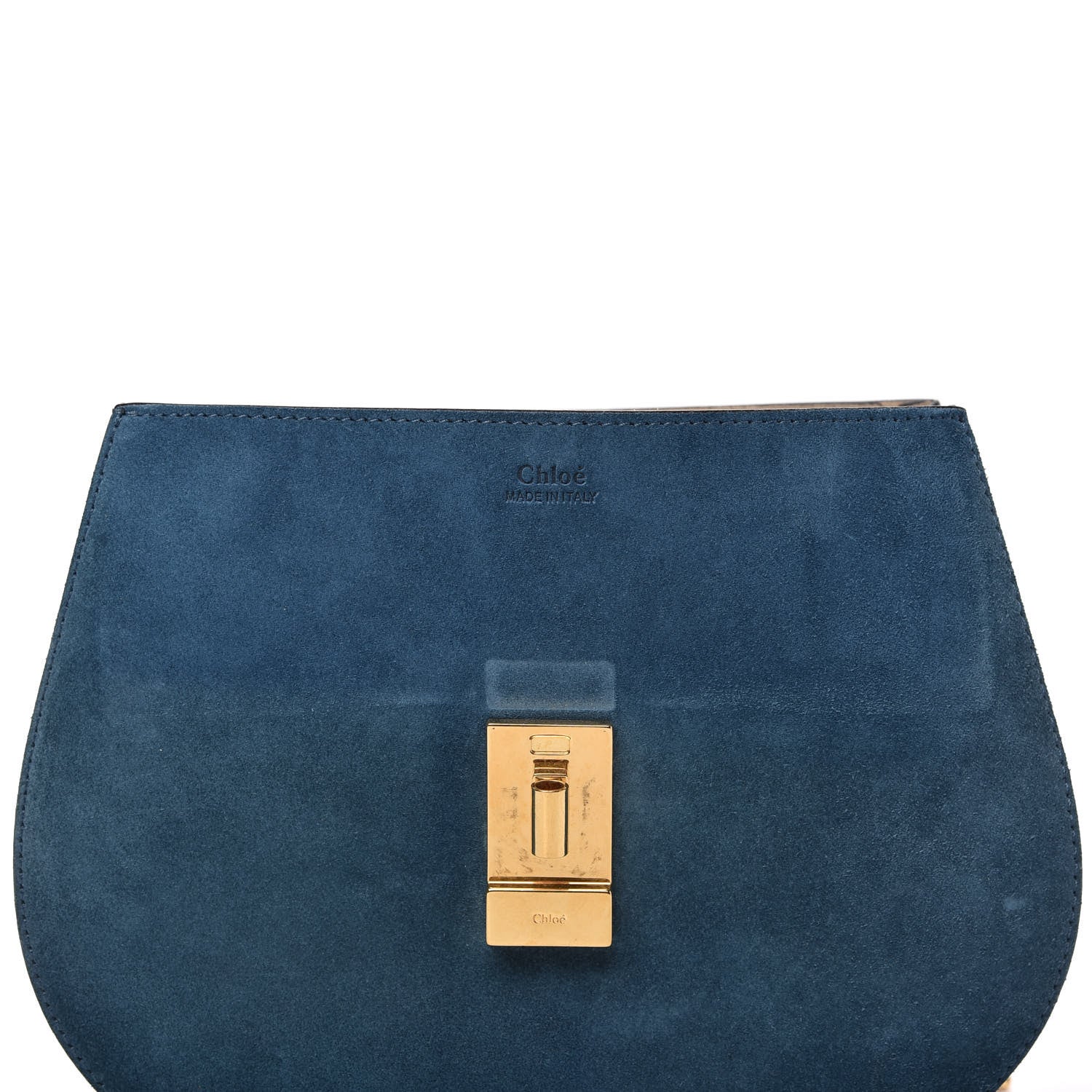 Chloe Suede Smooth Calfskin Drew Shoulder Bag Majolica Blue 11 of 11