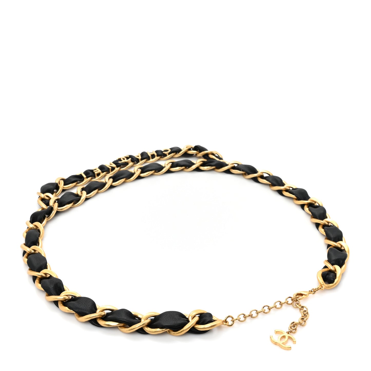 Calfskin Woven 90s Icon CC Belt Black
