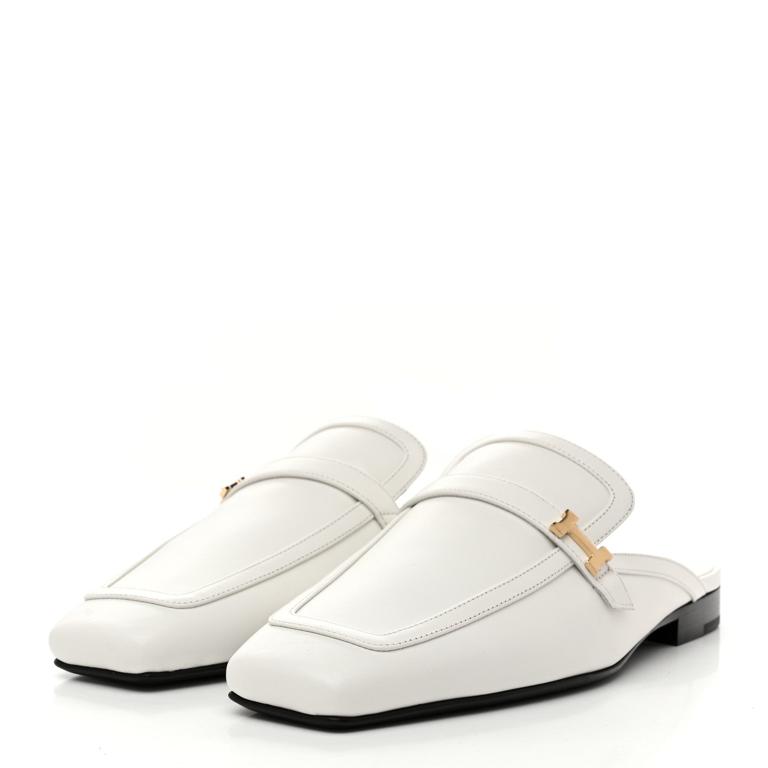 Hermes Calfskin Womens Groupie Mules 37 White 4 of 11