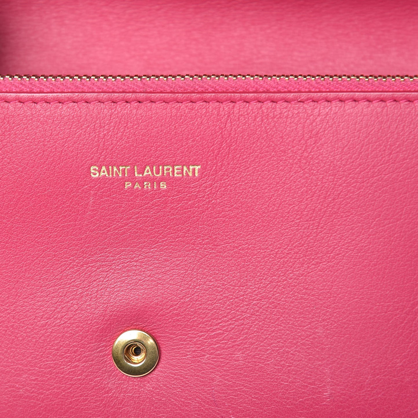 Calfskin Classic Y Ligne Clutch Fuchsia