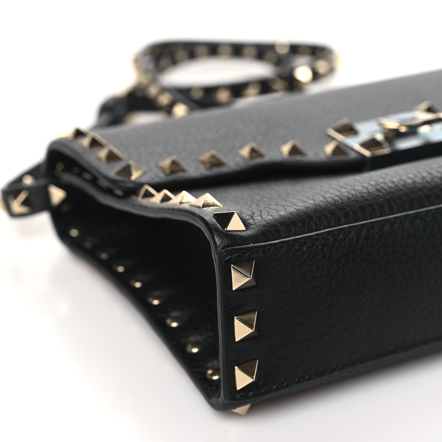 Valentino Garavani Pebbled Calfskin Medium Rockstud Flip Lock Crossbody Bag Black 8 of 9