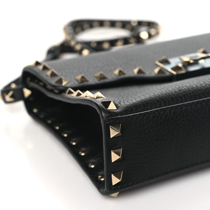 Valentino Garavani Pebbled Calfskin Medium Rockstud Flip Lock Crossbody Bag Black 8 of 9