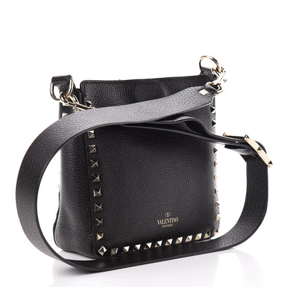 Valentino Garavani Pebbled Calfskin Mini Rockstud Flip-Lock Messenger Bag Black 3 of 9