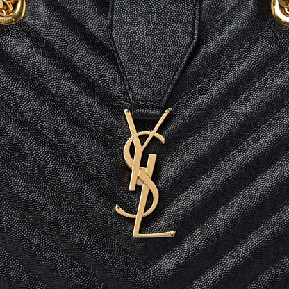 Saint Laurent Grain De Poudre Matelasse Chevron Monogram Shopping Bag Black 12 of 12