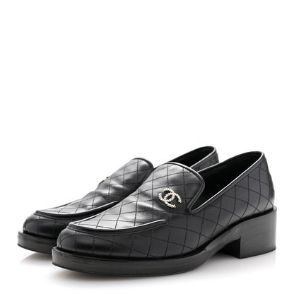 Chanel Calfskin Stitched CC Loafers 39 Black 4 of 11
