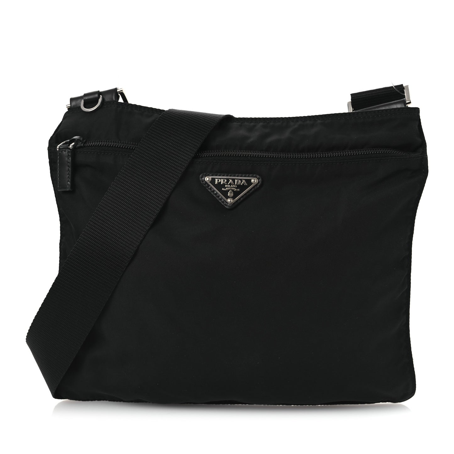 Nylon Vela Flat Messenger Bag Black