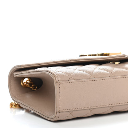 Saint Laurent Grain De Poudre Textured Mixed Matelasse Triquilt Small Monogram Satchel Dark Beige 7 of 8