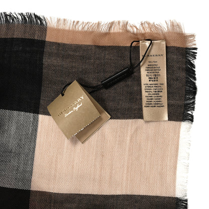 Burberry Cashmere Mega Check Fringe Scarf Camel 4 of 8