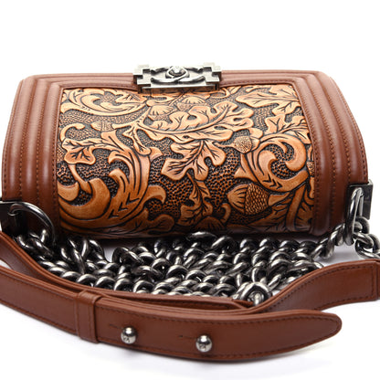 Chanel Calfskin Embossed Small Cordoba Boy Flap Brown 15 of 15