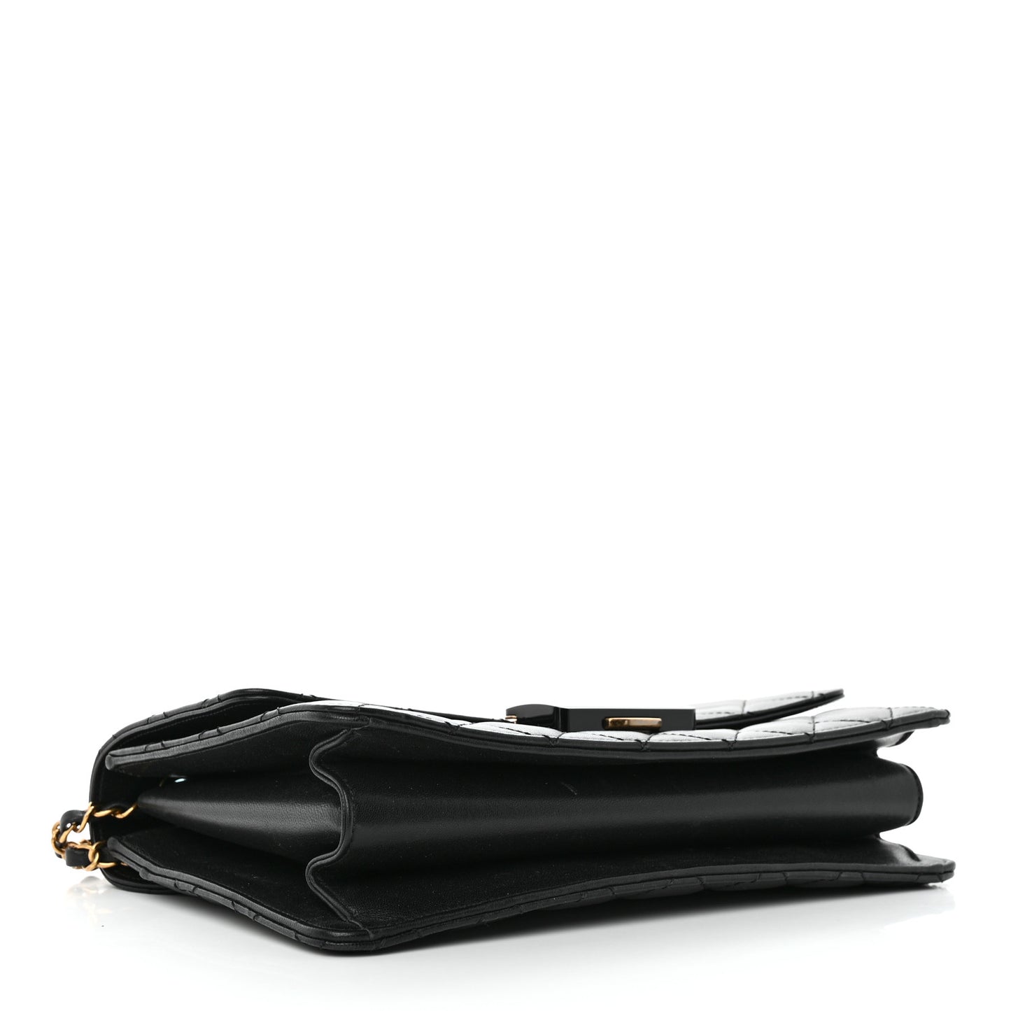 Sheepskin Quilted Large Beauty Lock Flap Black