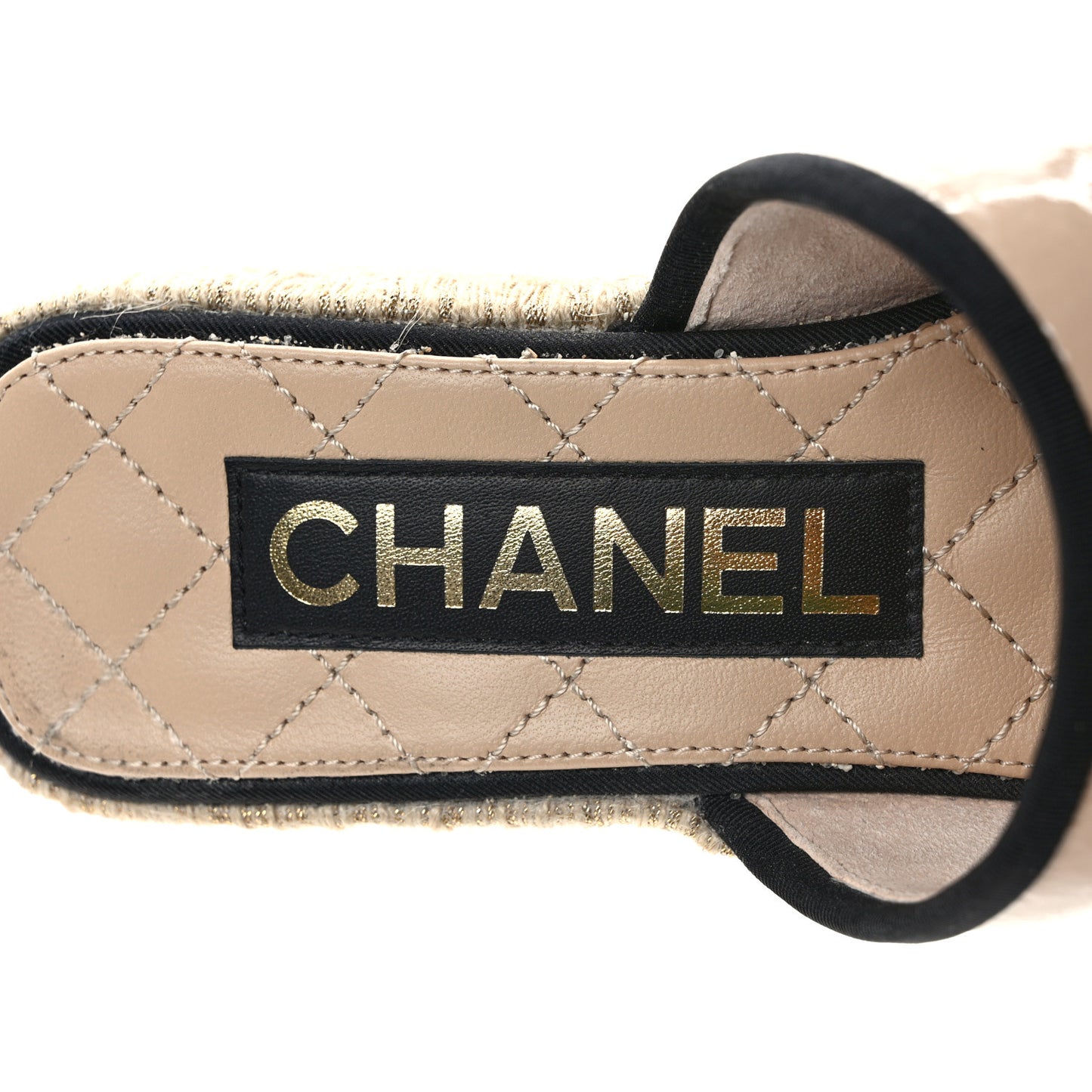 Crumpled Patent CC Espadrille Mules 35 Beige Black