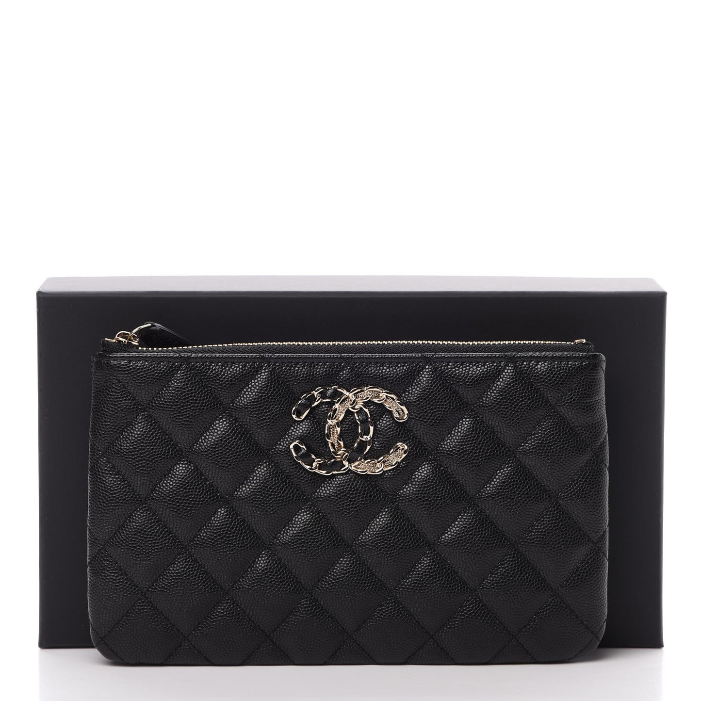 Caviar Quilted French New Wave Small CC Pouch Black
