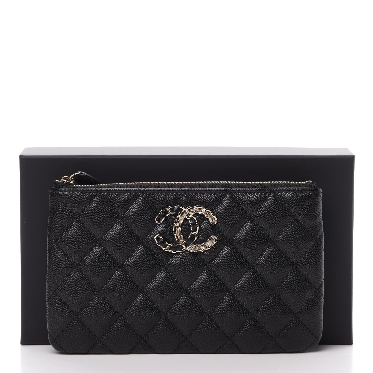 Chanel Caviar Quilted French New Wave Small CC Pouch Black 8 of 8