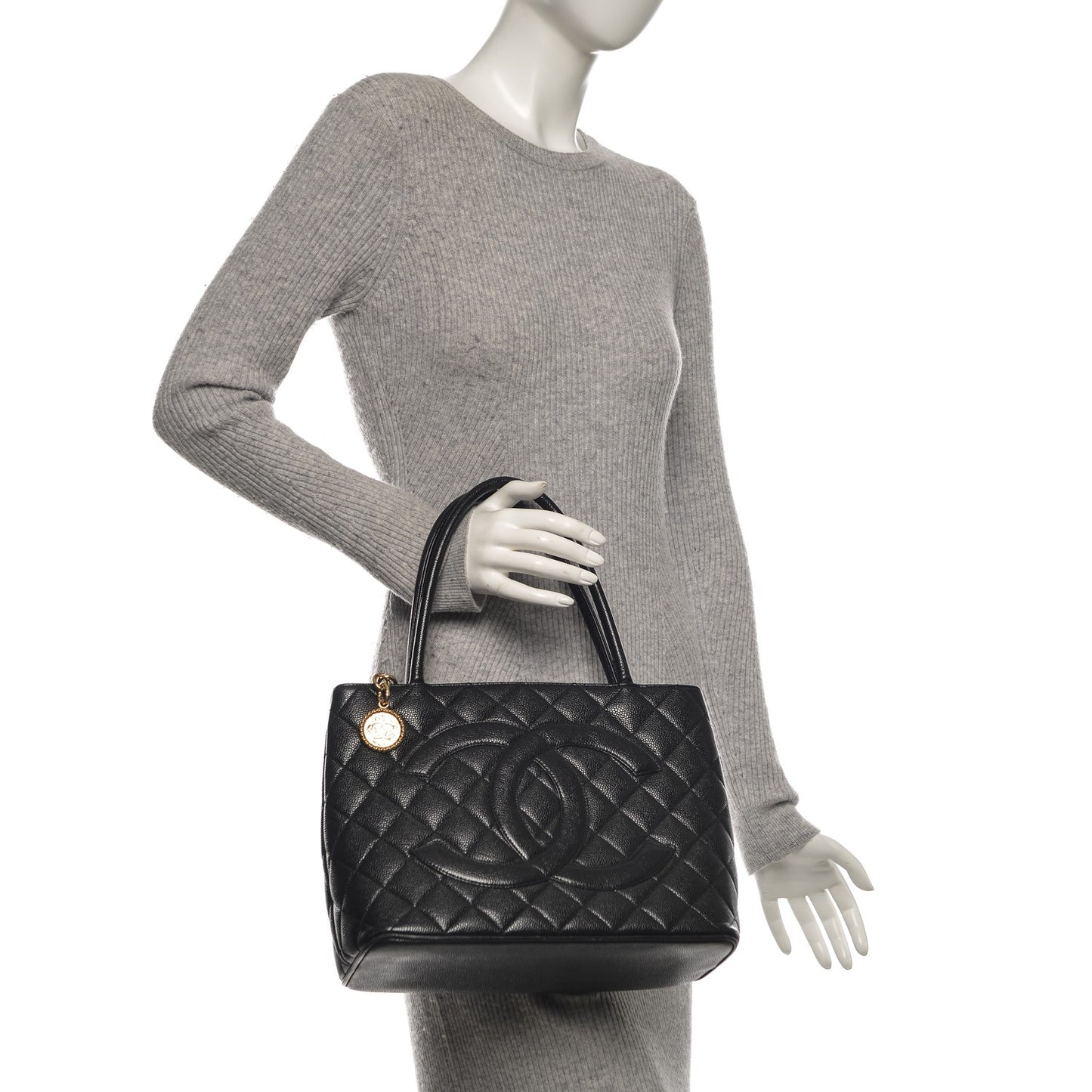 Caviar Medallion Tote Black