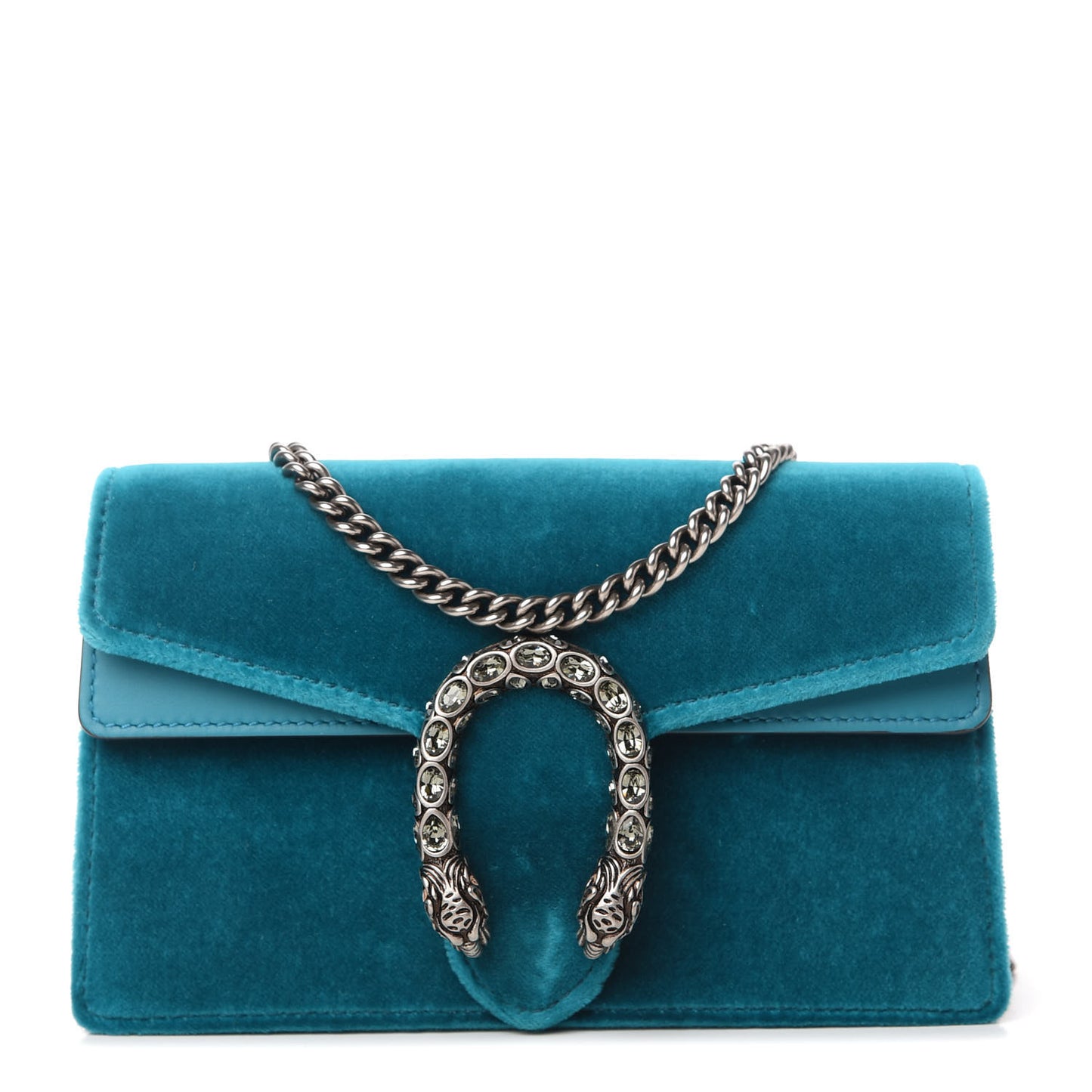 Velvet Super Mini Dionysus Shoulder Bag Pavone Cyan