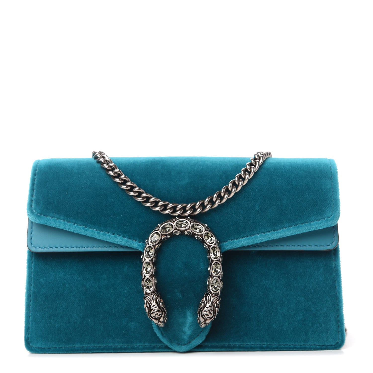 Gucci Velvet Super Mini Dionysus Shoulder Bag Pavone Cyan 1 of 10
