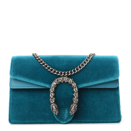 Gucci Velvet Super Mini Dionysus Shoulder Bag Pavone Cyan 1 of 10