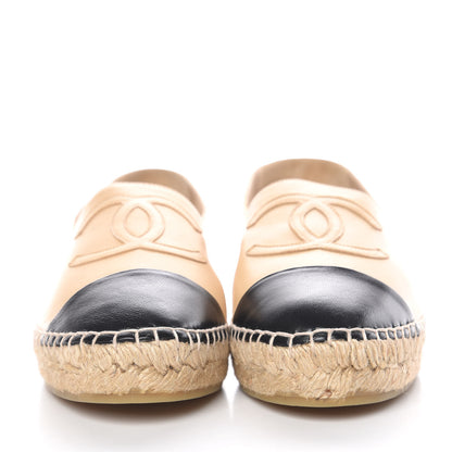 Chanel Lambskin CC Espadrilles 36 Beige Black 2 of 11
