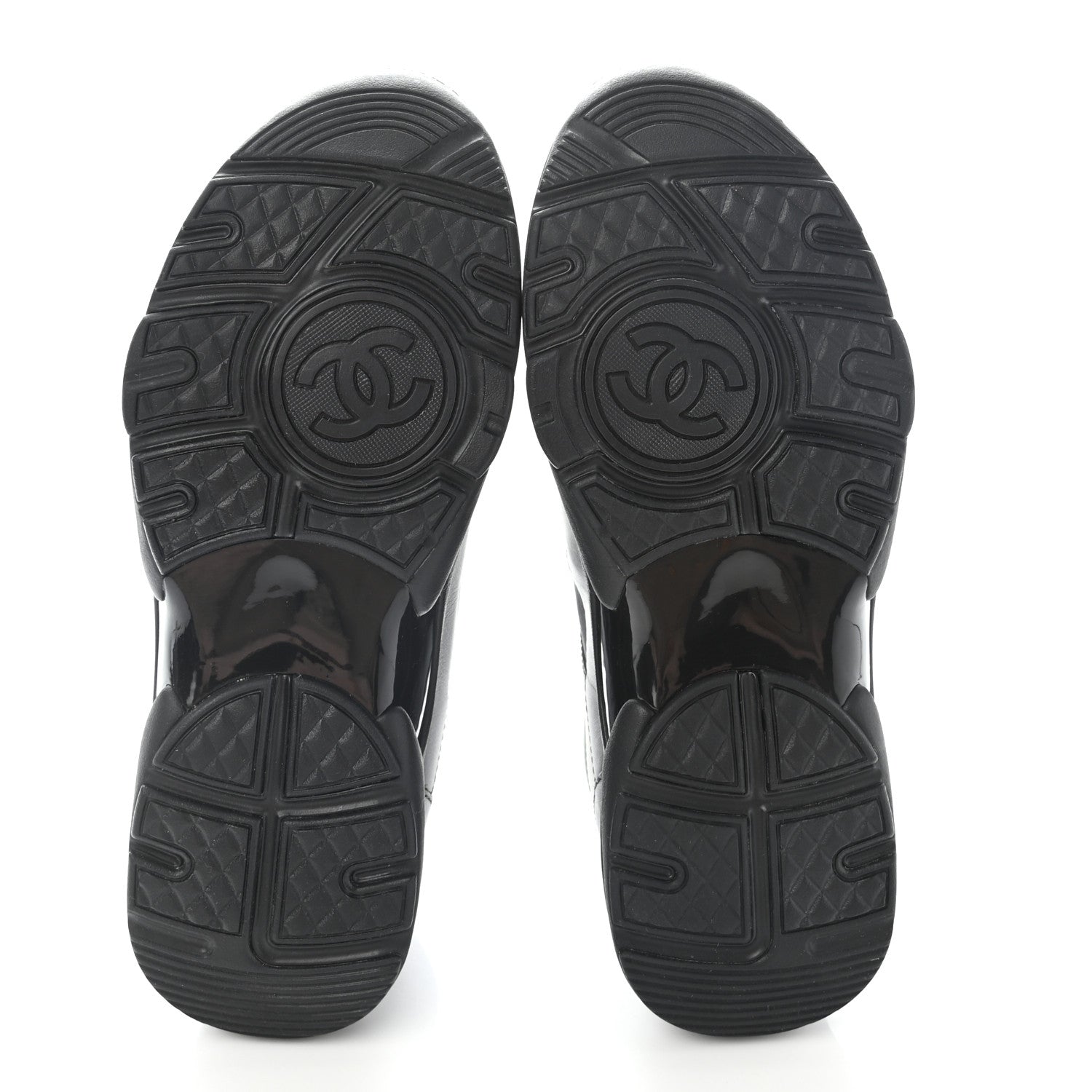 Chanel Lambskin Fabric CC Sneakers 36.5 Black 5 of 12