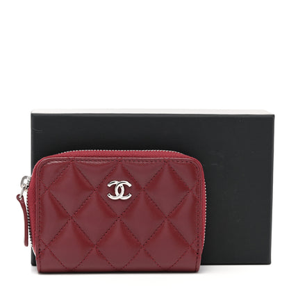 Chanel Lambskin Quilted Zip Around Coin Purse Wallet Burgundy 8 of 8