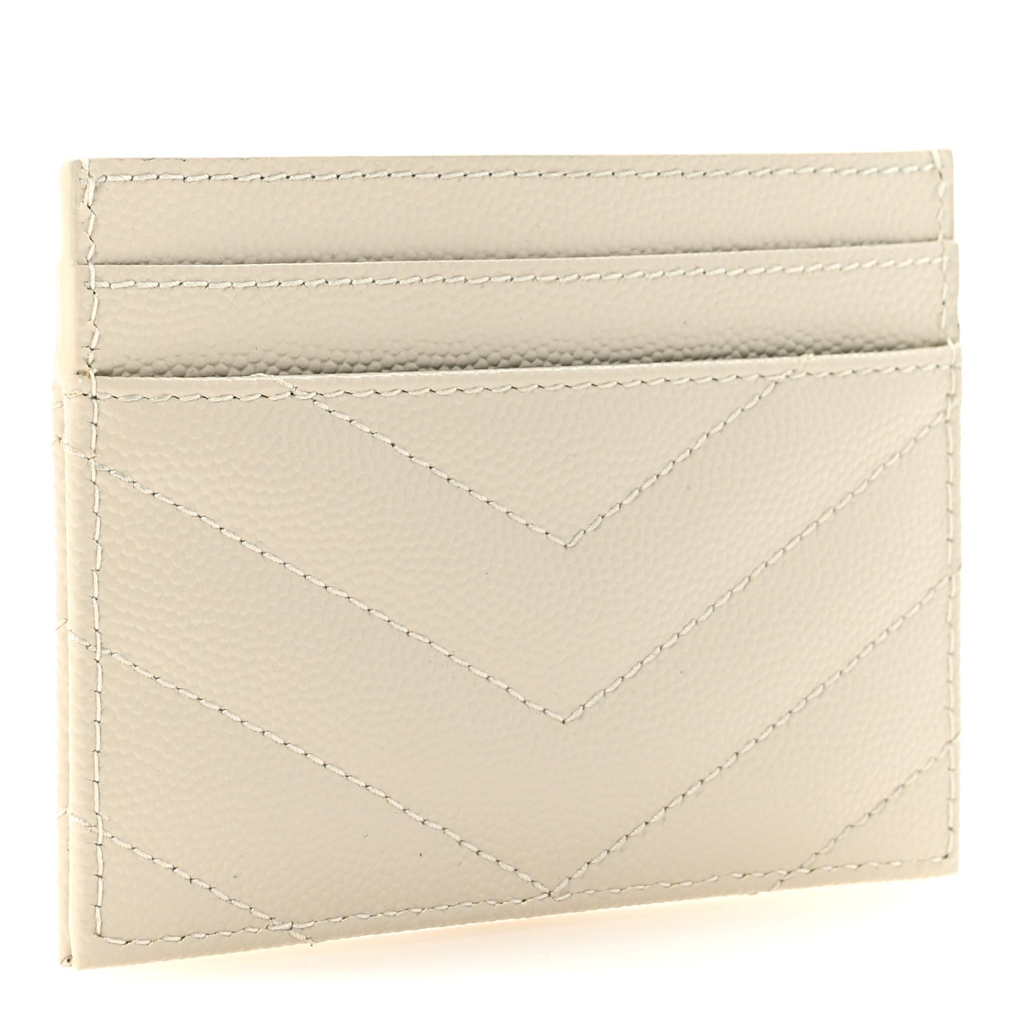 Grain De Poudre Matelasse Chevron Monogram Credit Card Case Crema Soft