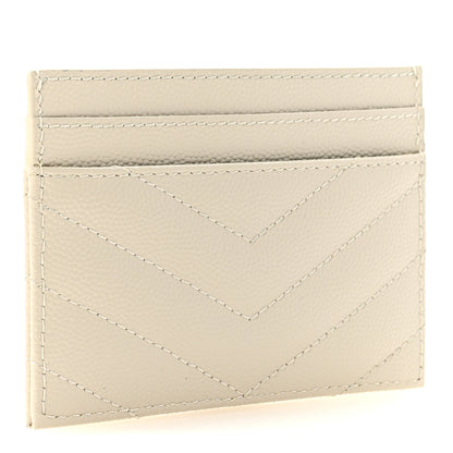 Saint Laurent Grain De Poudre Matelasse Chevron Monogram Credit Card Case Crema Soft 3 of 6