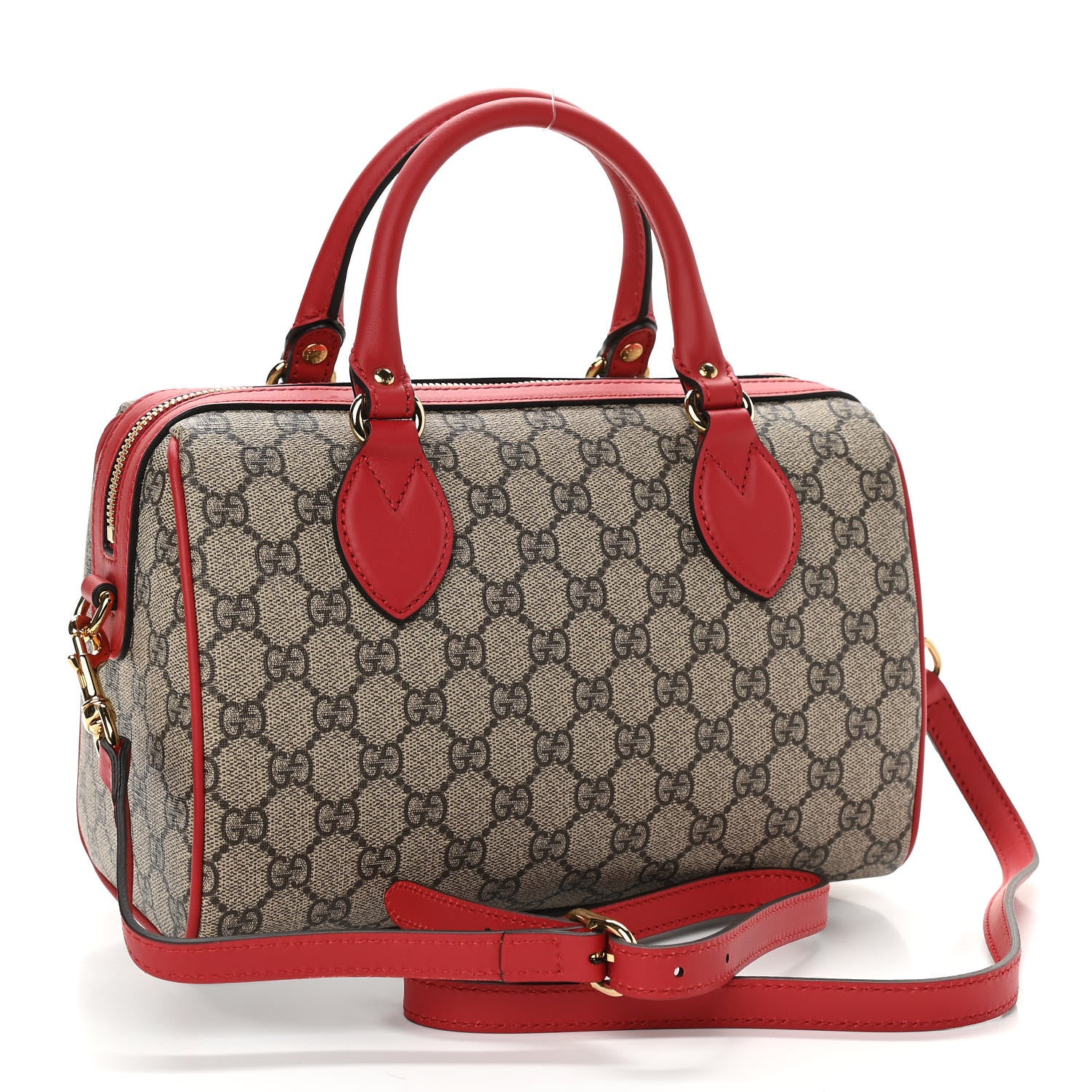Gucci GG Supreme Monogram Kingsnake Heart Embroidered Small Boston Red 3 of 10