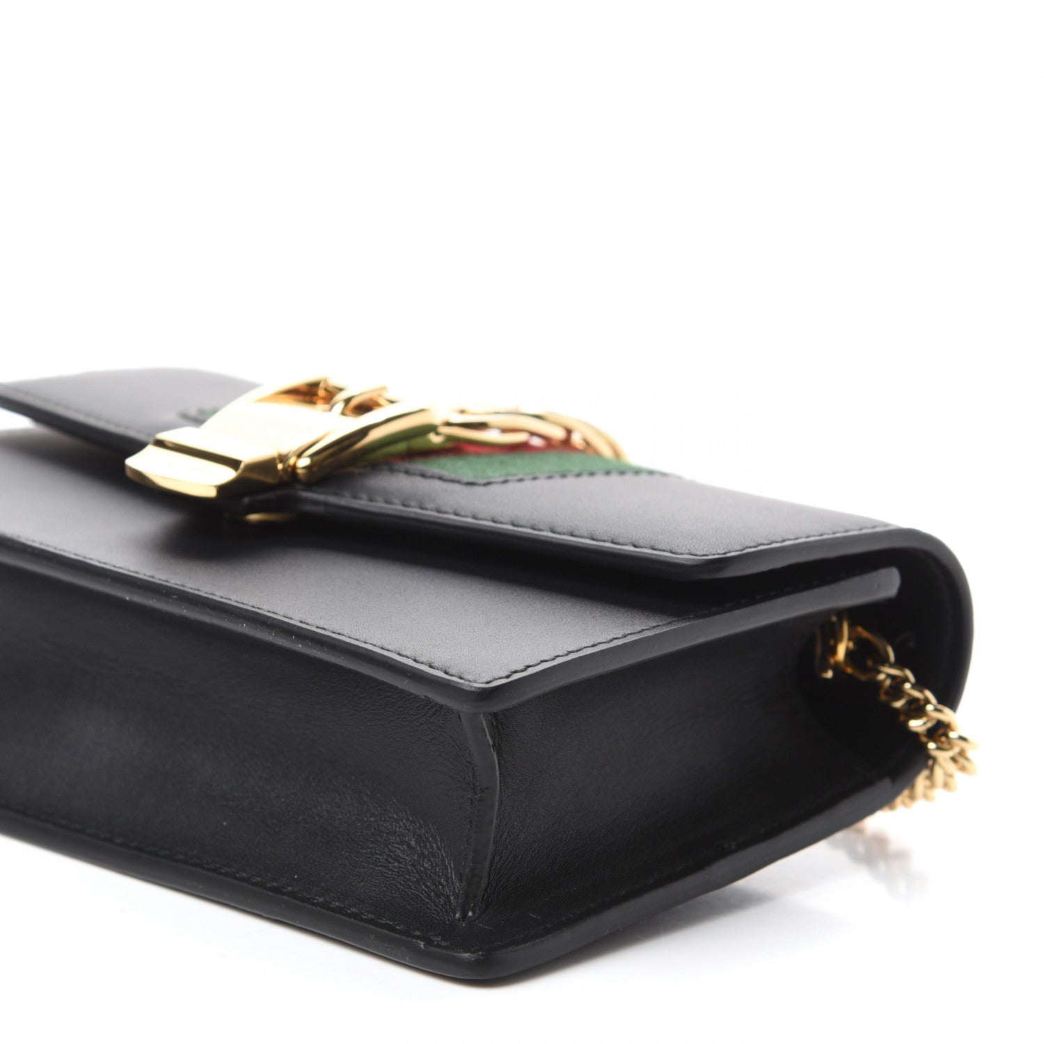 Gucci Calfskin Super Mini Sylvie Chain Shoulder Bag Black 7 of 10