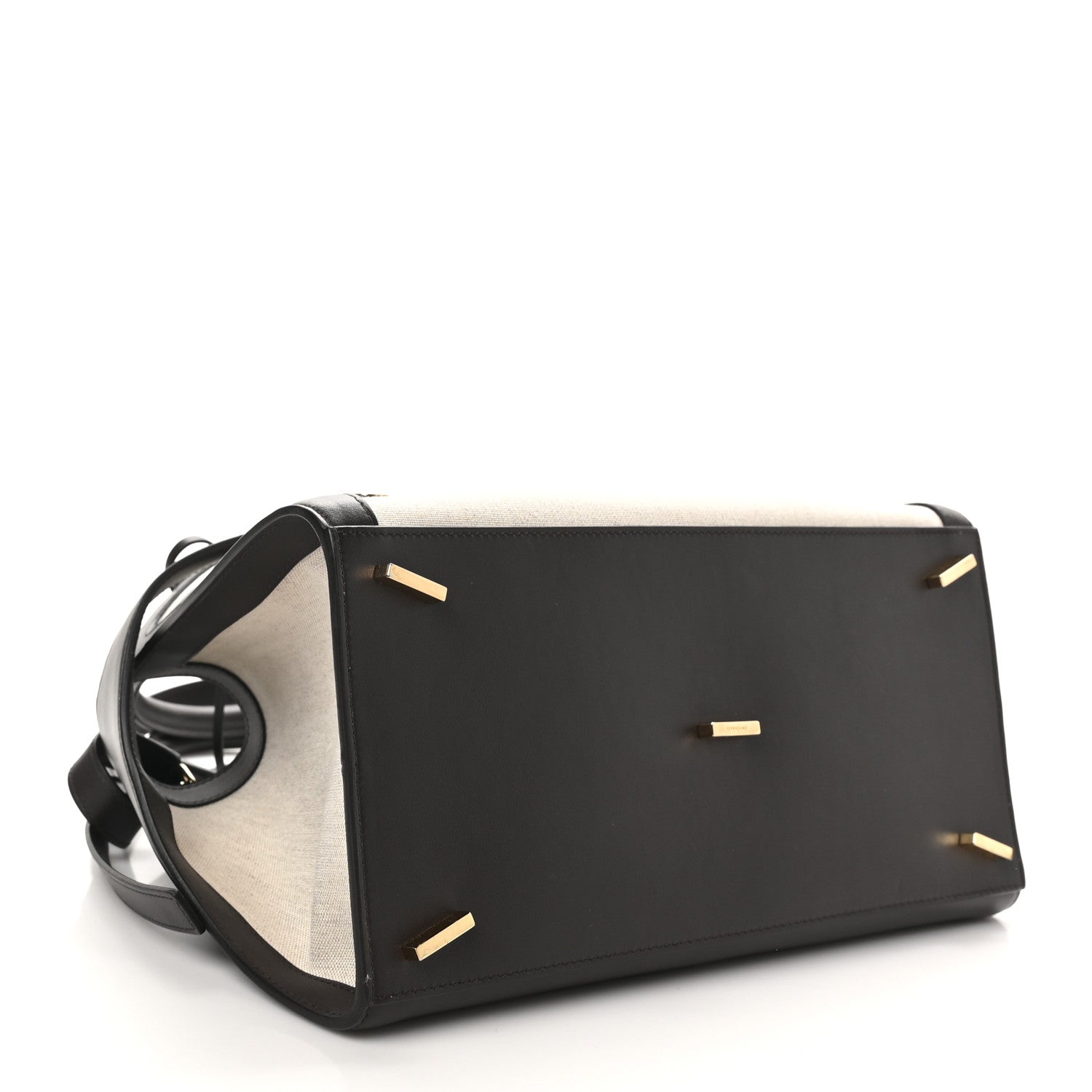 Salvatore Ferragamo Calfskin Canvas Small Hug Bag Natural Testa Di Moro 4 of 9