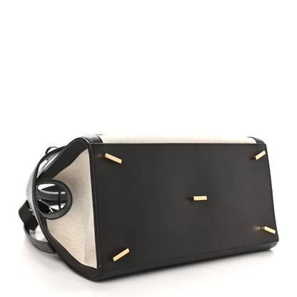 Salvatore Ferragamo Calfskin Canvas Small Hug Bag Natural Testa Di Moro 4 of 9