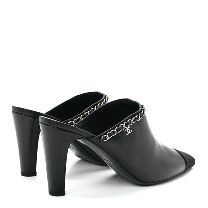 Chanel Lambskin Grosgrain Cap Toe Chain Mule 41 Black 4 of 9