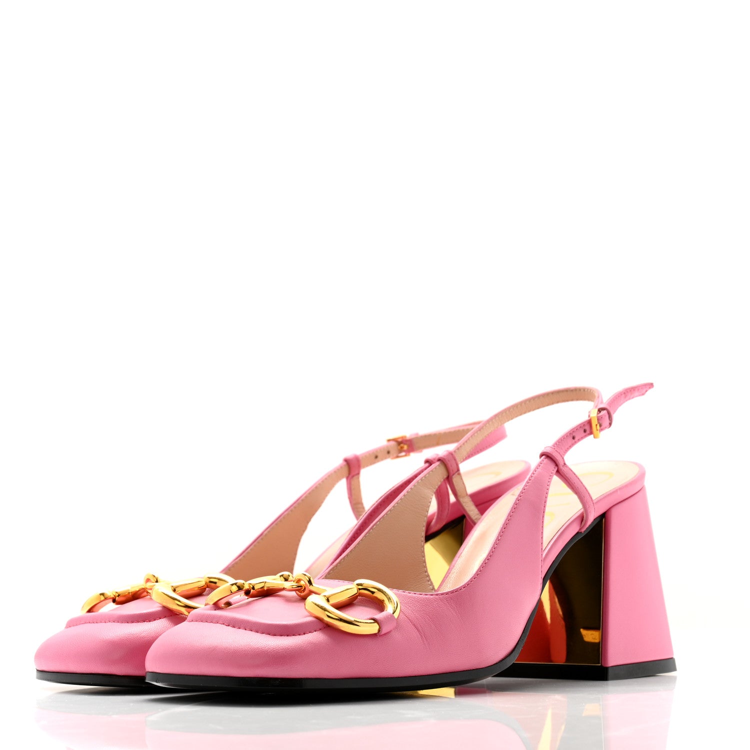 Gucci Malaga Kid Horsebit 75mm Slingback Pumps 36 Pink 3 of 10