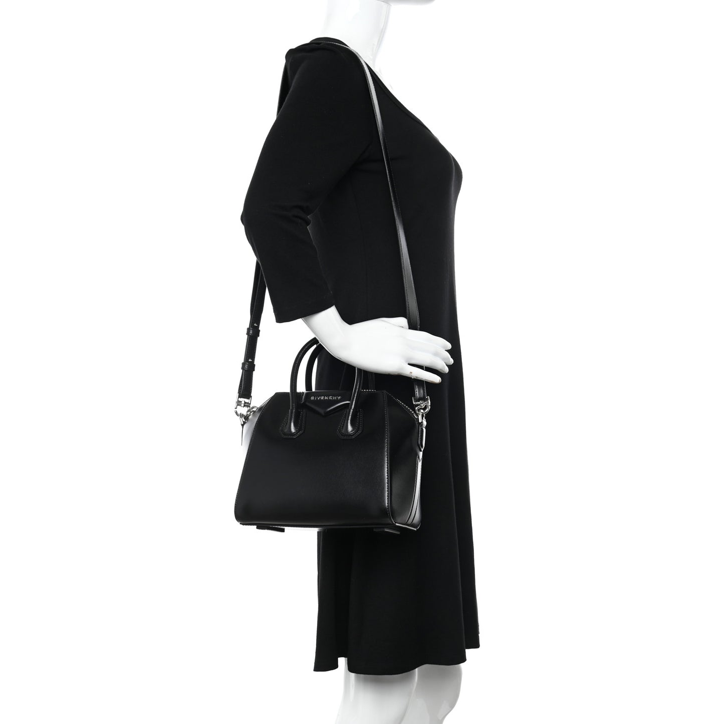 Shiny Lord Calfskin Mini Antigona Black