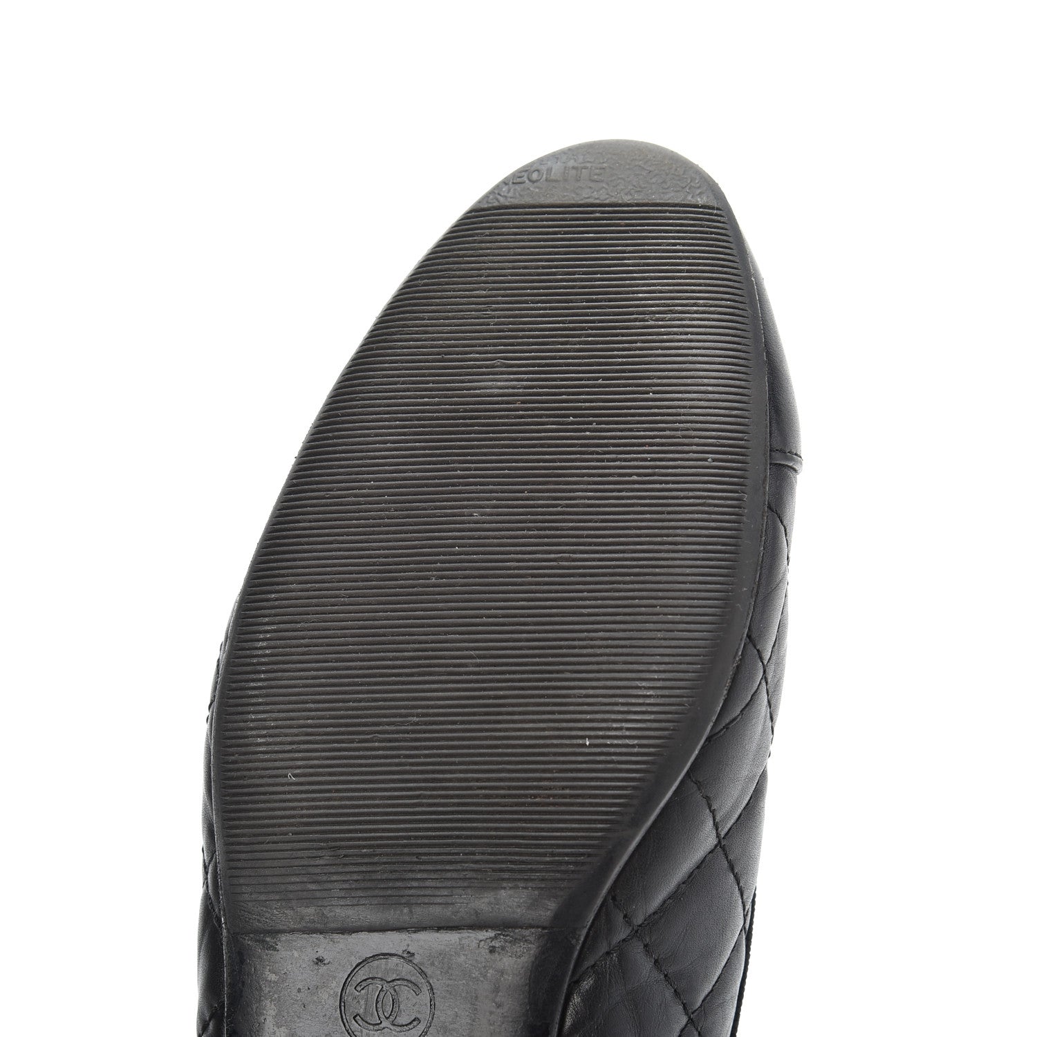 Chanel Aged Calfskin Quilted CC Cap Toe Ballerina Flats 39.5 Black 11 of 21