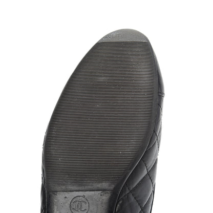 Chanel Aged Calfskin Quilted CC Cap Toe Ballerina Flats 39.5 Black 11 of 21