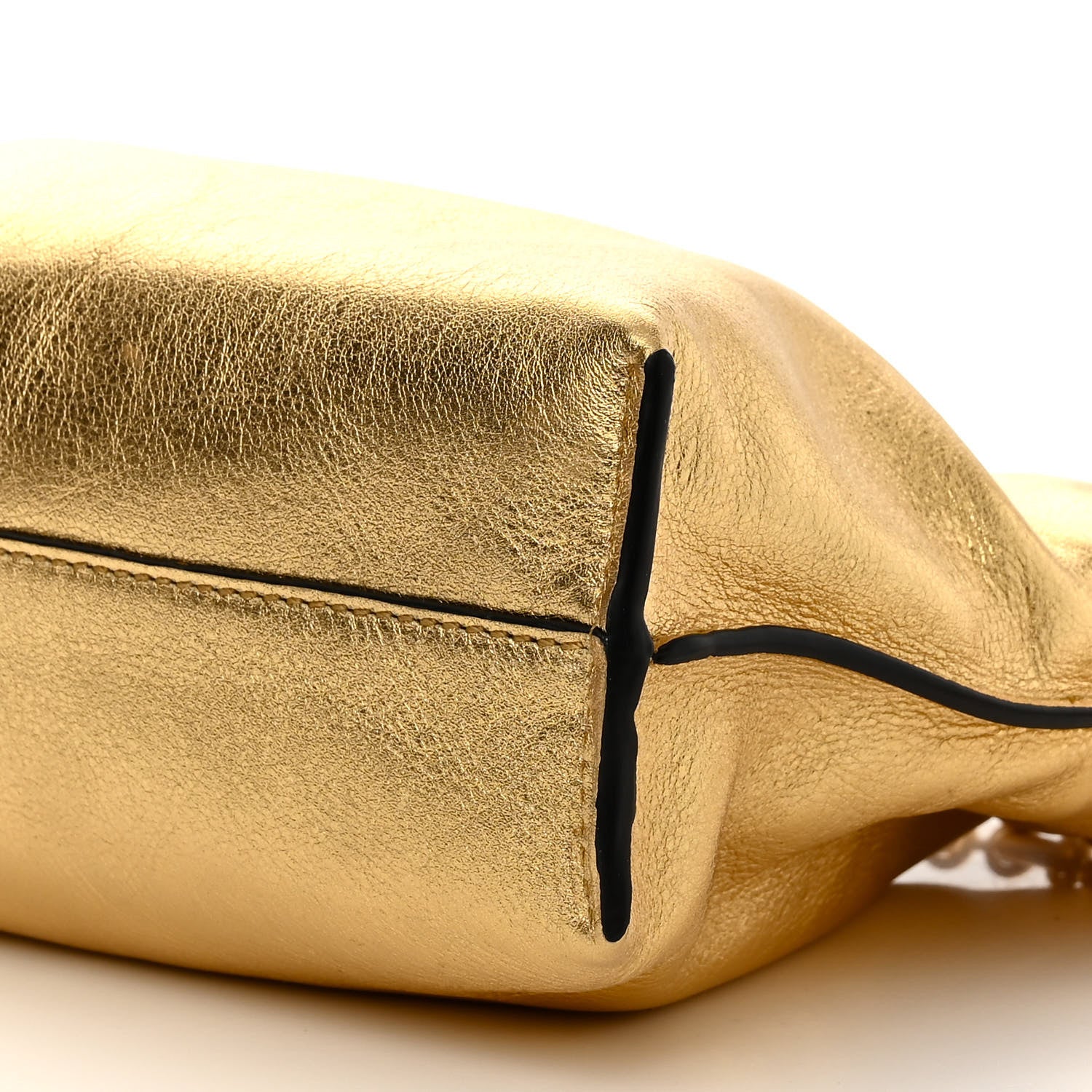 Loewe Metallic Calfskin Mini Chain Flamenco Knot Clutch Gold