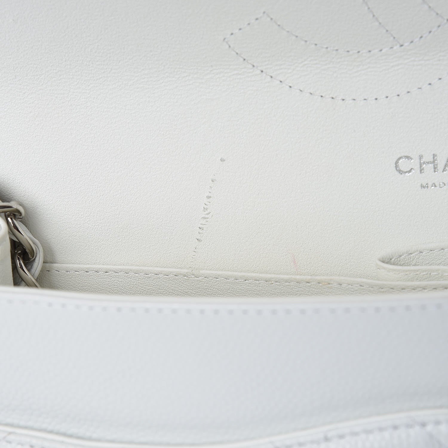 Chanel Caviar Quilted Jumbo Double Flap White 10 of 17