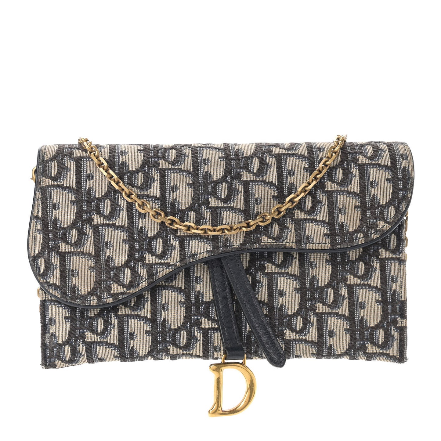 Oblique Saddle Chain Long Wallet Blue