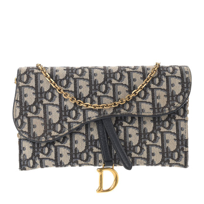 Christian Dior Oblique Saddle Chain Long Wallet Blue 1 of 11