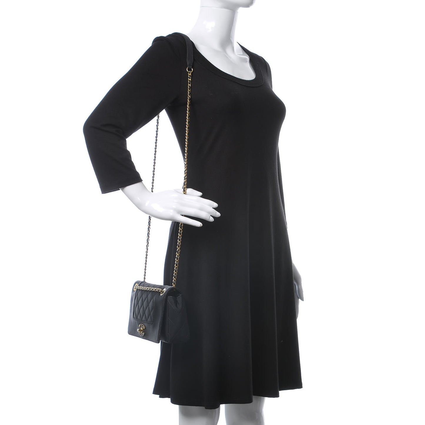 Grosgrain Satin Quilted Small Vintage Mademoiselle Flap Black
