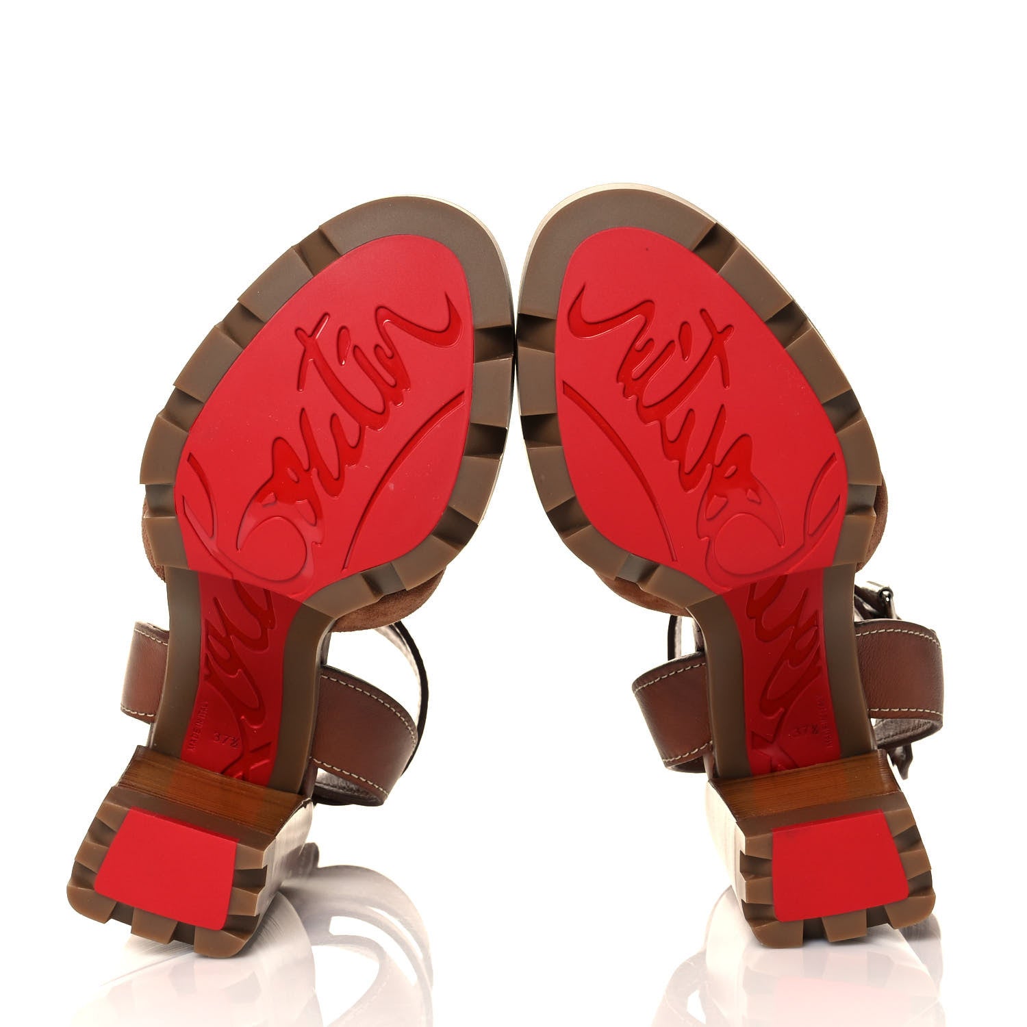 Christian Louboutin Calfskin Rangerissima Lug 100 Sandal 37.5 Cuoio Fauve 5 of 8