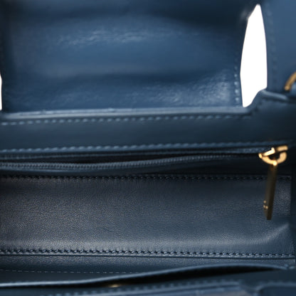 Chanel Shiny Aged Calfskin Quilted Nano Kelly Shopper Dark Blue 5 of 10